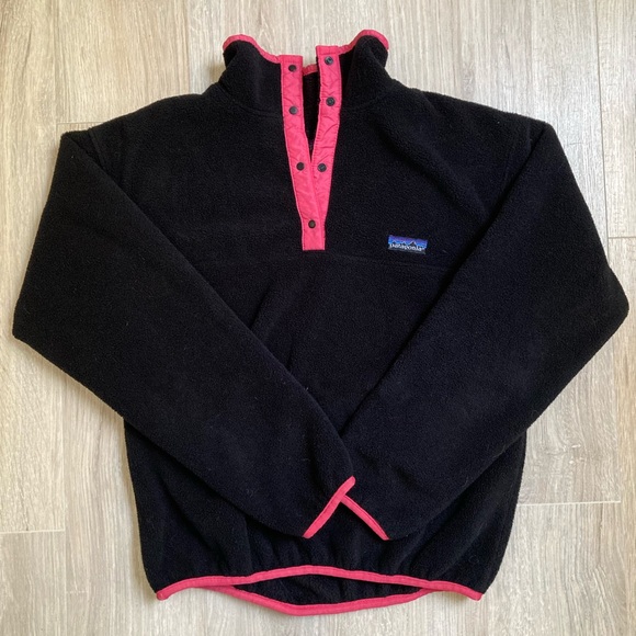 Patagonia Sweaters - 1990s Patagonia Snap T Synchilla Fleece Pullover Sweatshirt - Size 10 (Medium)